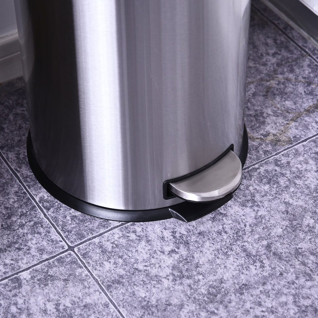 30L skraldespand, pedalspand i rustfrit stål, skraldespand med indvendig spand, skraldespand med låg og fodpedal, til stue, kontor, ø29,2 x 62,5 cm