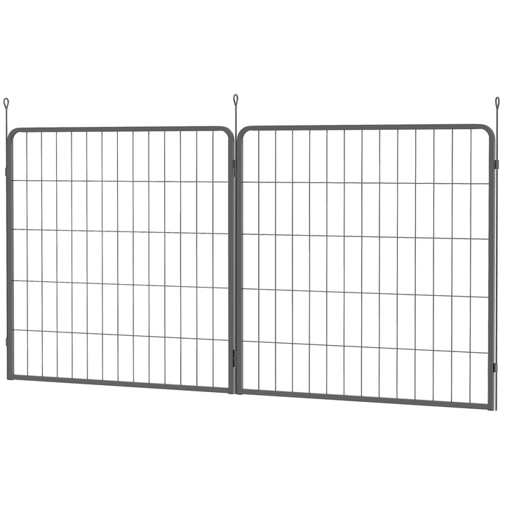 Sæt med 2 hvalpeindhegningsforlængere, hundehegnspaneler, kæledyrslegeplads, hvalpehegn af stål, grå