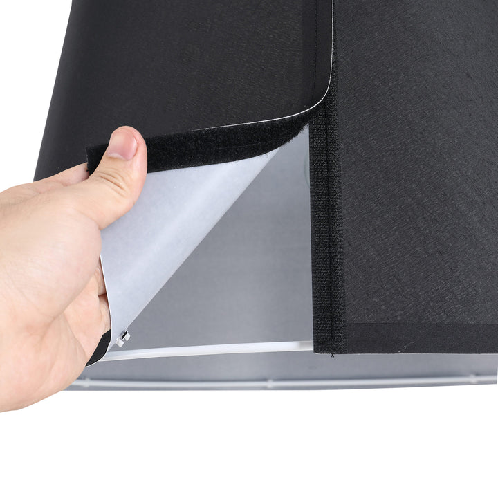 Gulvlampe, buet gulvlampe med stofskærm, gulvlampe med rund fod, metal, 105l x 47b x 190h cm, sort