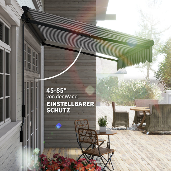 Sun markise markise terrassemarkise vejrbestandig 1 håndsving 350 x 250 x 150 cm grå + hvid