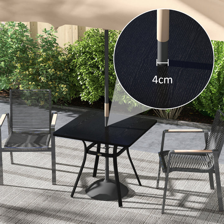 Udendørsbord til 4 personer, stålstel, 80L x 80B x 72H cm, sort