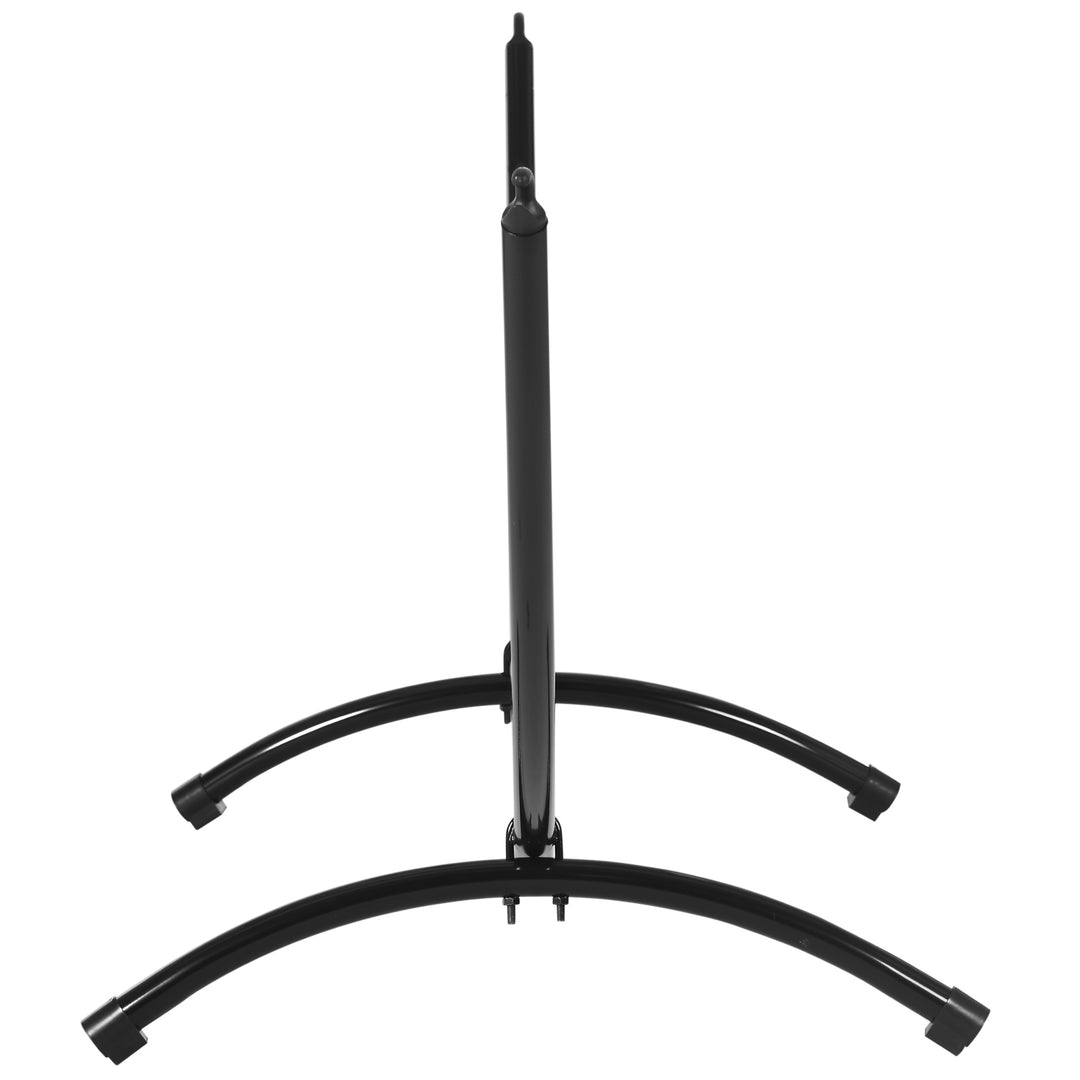 Udendørs hængekøjestativ i stål, 300 cm x 90 cm x 100 cm, med træksnor, op til 120 kg, hængestolstativ til have, strand, camping, sort