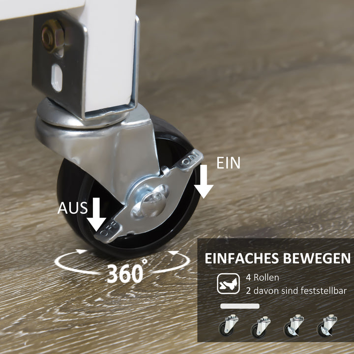 Køkkenvogn i landlig stil med 3 skuffer, hvid