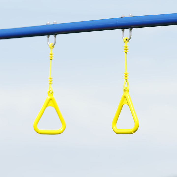 Gyngesæt op til 150 kg, 3-i-1 børnegyngesæt med klassisk gynge, gymnastikringe, stågynge, 285x160x181 cm