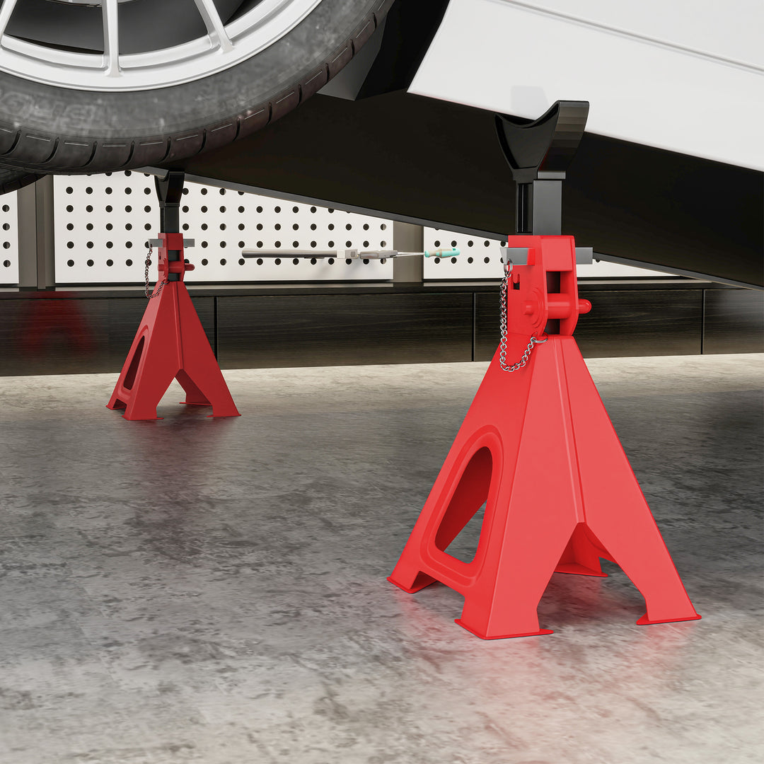 Donkraft 6 ton lasteevne 2 stk. støtteben inklusive 2 sikkerhedsstifter højdejusterbare rød