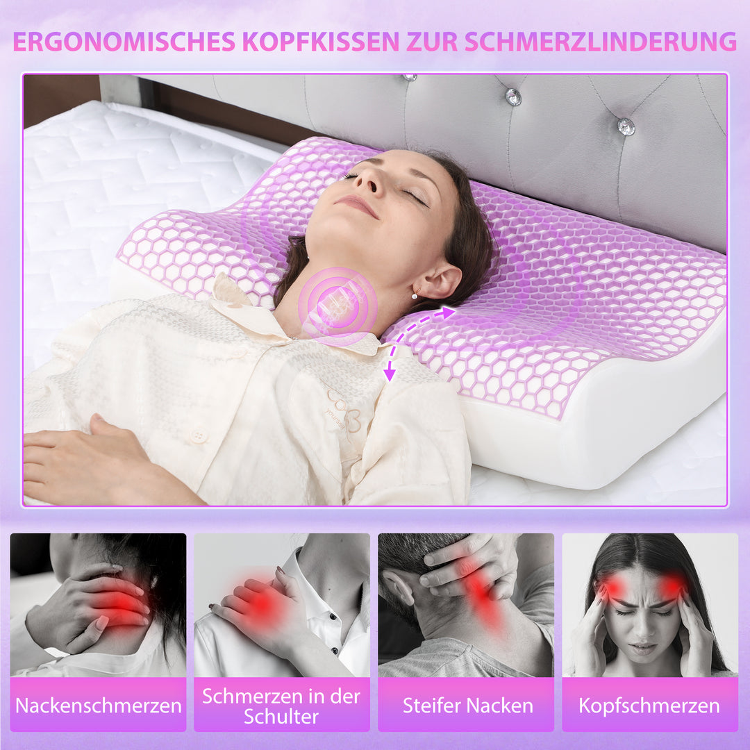 Memory foam pude, nakkestøttepude med aftageligt betræk, 2 højder ergonomisk, 2s hurtig reaktion