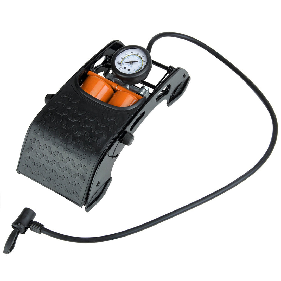 Fodpumpe med dobbelte orange stålcylindre