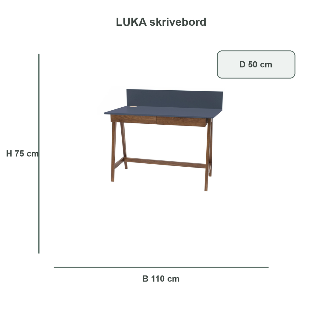 grafit LUKA-skrivebord med verificerede mål