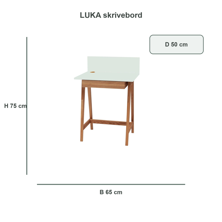 Fleeting Mint-mintgrøn LUKA-skrivebord med verificerede mål