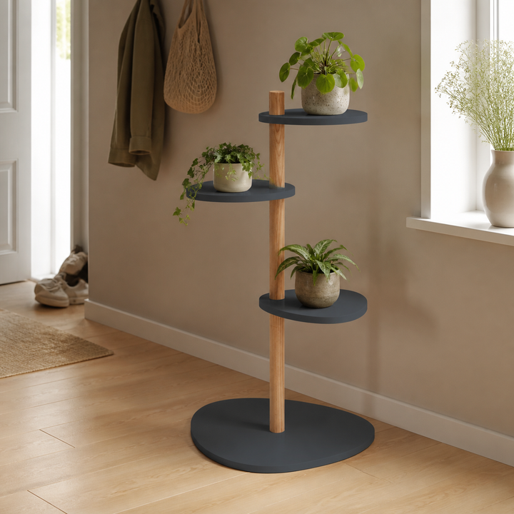 MAGLA 3-lags Asketræ Plant Stand B55 x H91cm Grafit – ren lys hjemscene