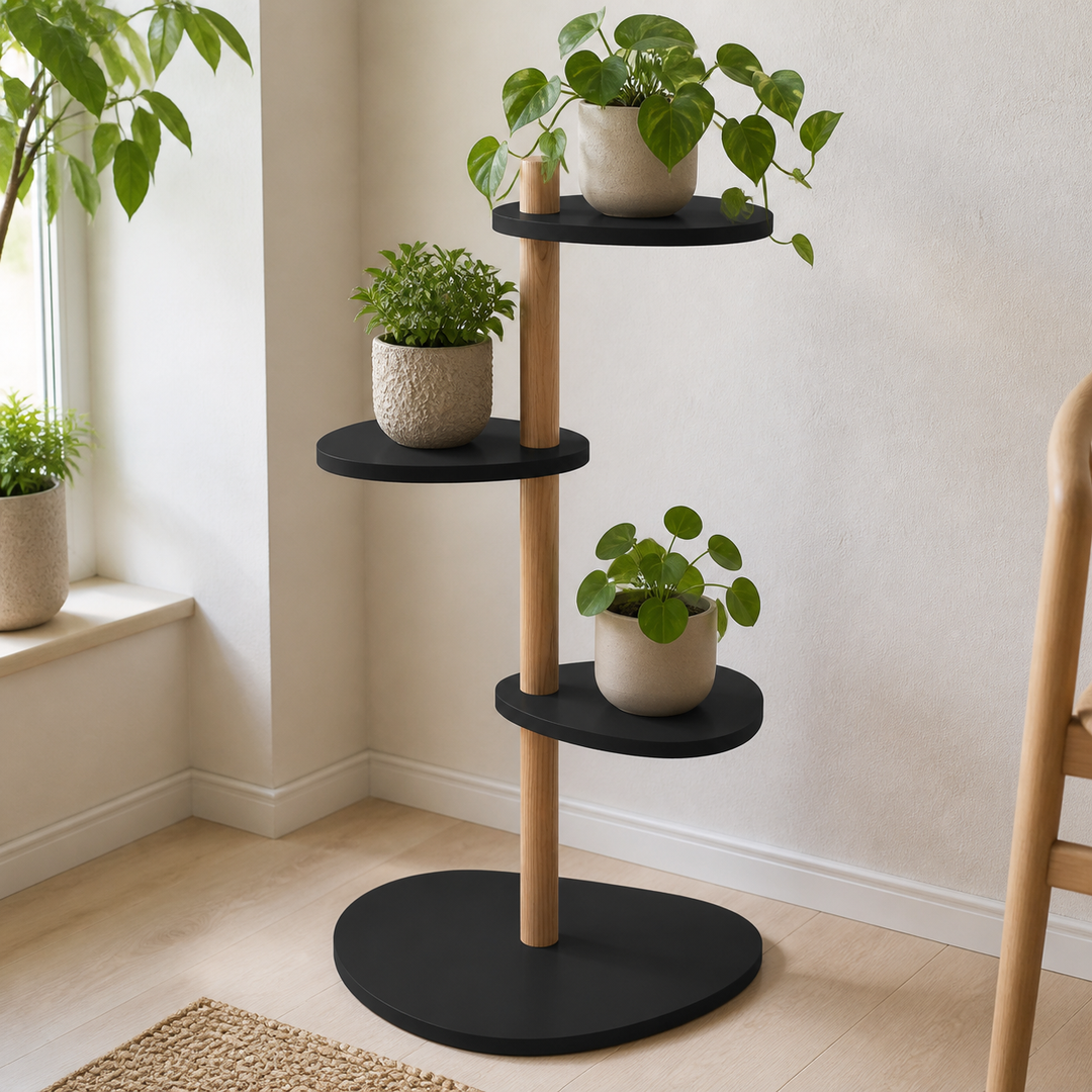 MAGLA 3-lags Asketræ Plant Stand B55 x H91cm Sort – funktion eller vigtig anvendelse