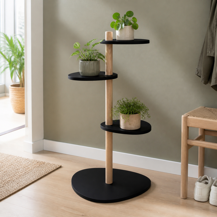 MAGLA 3-lags Asketræ Plant Stand B55 x H91cm Sort – ren lys hjemscene