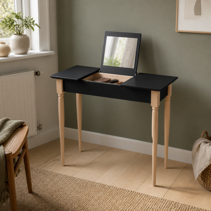 MAMO Sminkebord med spejl 105x35cm Sort – hero