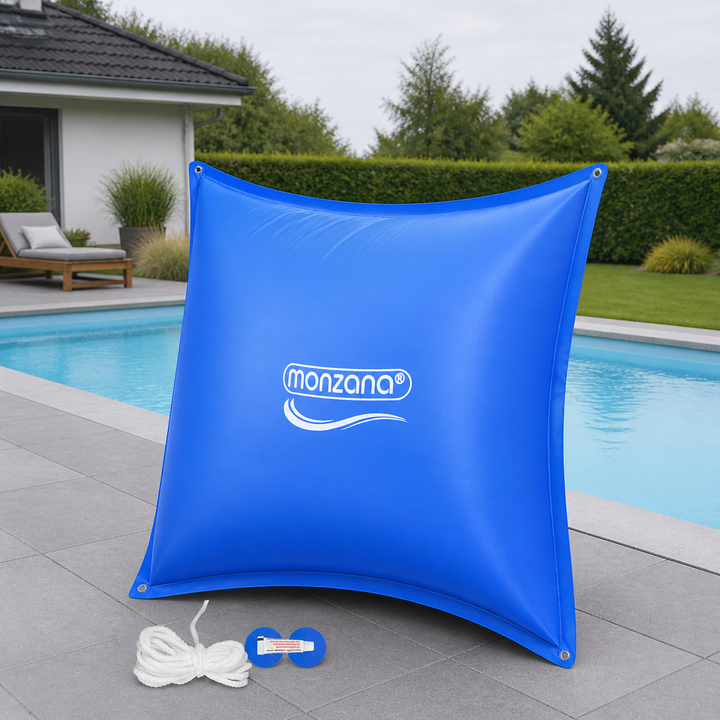 Poolpude op til -20°C vinter XL luftpude XXL inkl. reb PVC dobbeltsøm sikkerhedsventiløjer poolovertræk vinteropbevaring, størrelse: 120x120cm poolpude – vigtigste funktion
