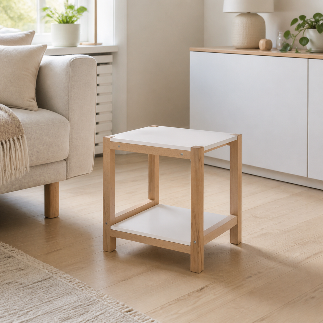 TRIVENTI Sidebord 40x35cm Perlegrå – hele produktet lukket i hjemmet