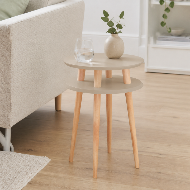UFO Sidebord diameter 45cm x H 61cm Brun Beige – supplerende neutral dagslysscene
