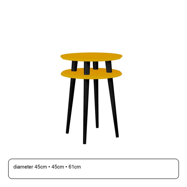 UFO Sidebord diameter 45cm x H 61cm Gul / Sort Ben – maaldigram