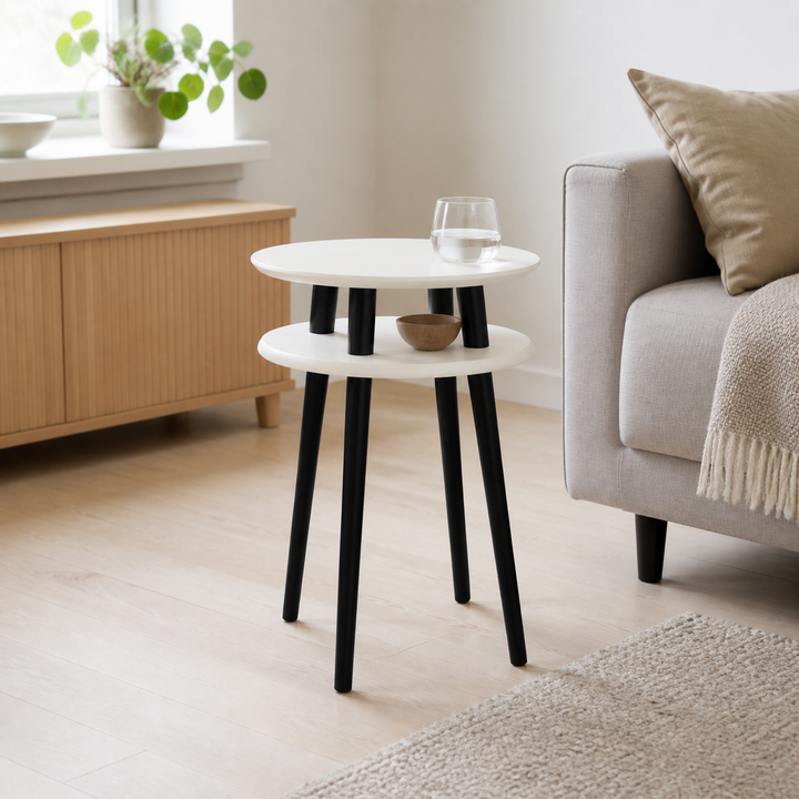 UFO Sidebord diameter 45cm x H 61cm Hvide / Sorte ben – vigtigste funktion