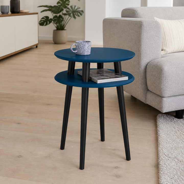 UFO Sidebord diameter 45cm x højde 61cm - Benzinblå / Sorte ben – vigtigste funktion