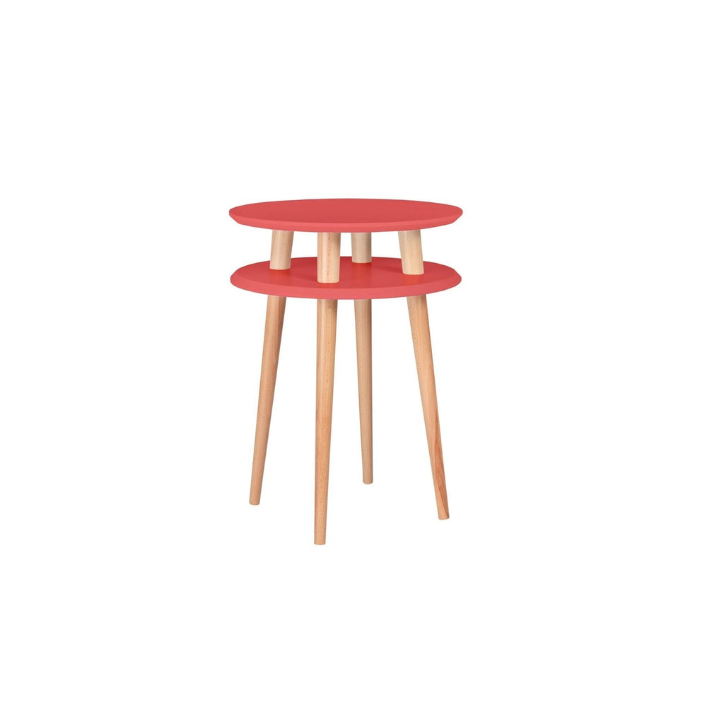 UFO Sidebord diameter 45cm x højde 61cm - Living Coral / hvide Ben – eksakt packshot paa hvid baggrund