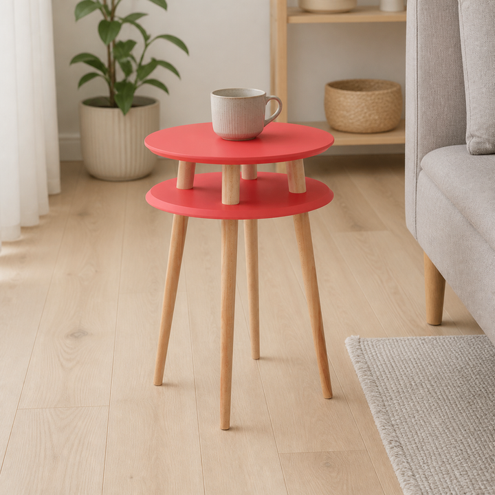 UFO Sidebord diameter 45cm x højde 61cm - Living Coral / hvide Ben – anden naturlig anvendelse eller vinkel