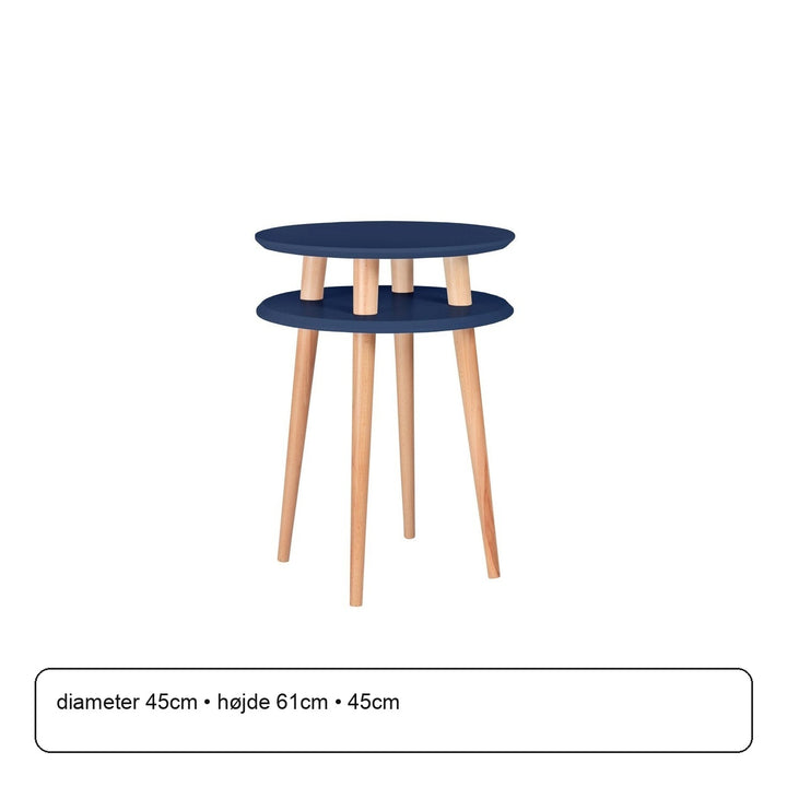UFO Sidebord diameter 45cm x højde 61cm - Marineblå / Hvide ben – maaldigram