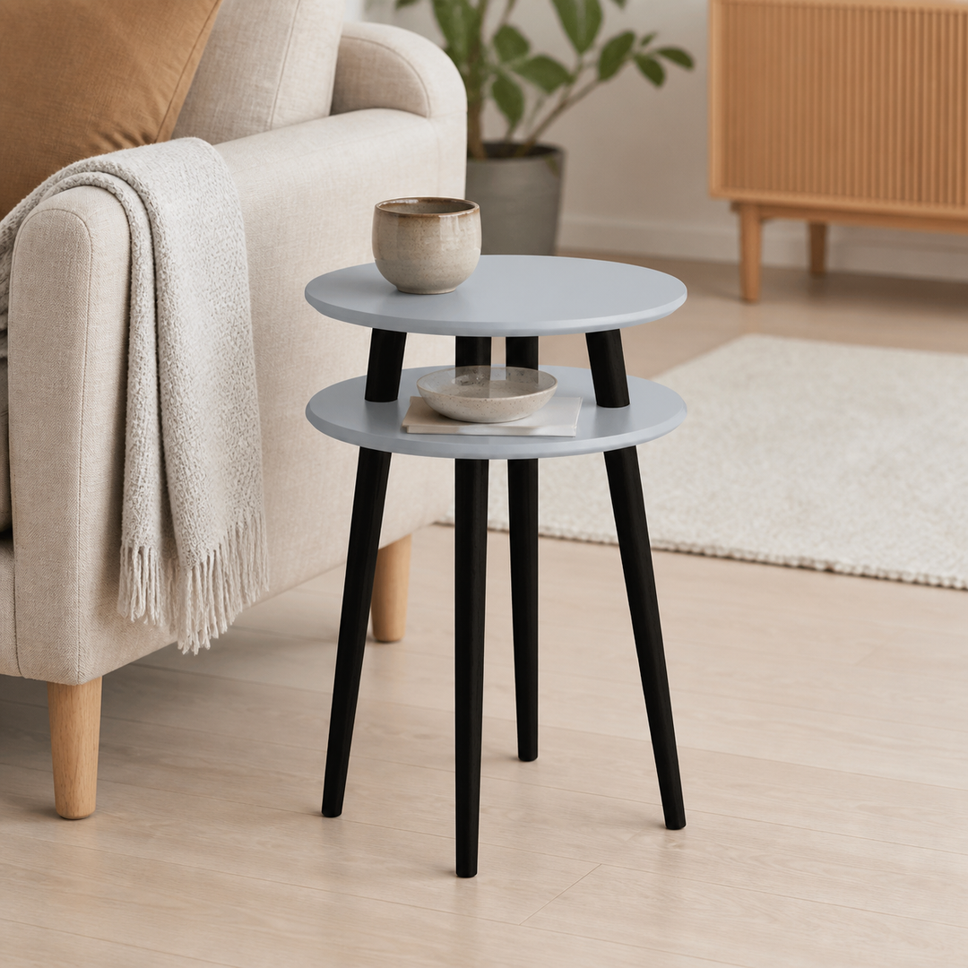UFO Sidebord diameter 45cm x højde 61cm - Mørkegrå/sorte ben – vigtigste funktion