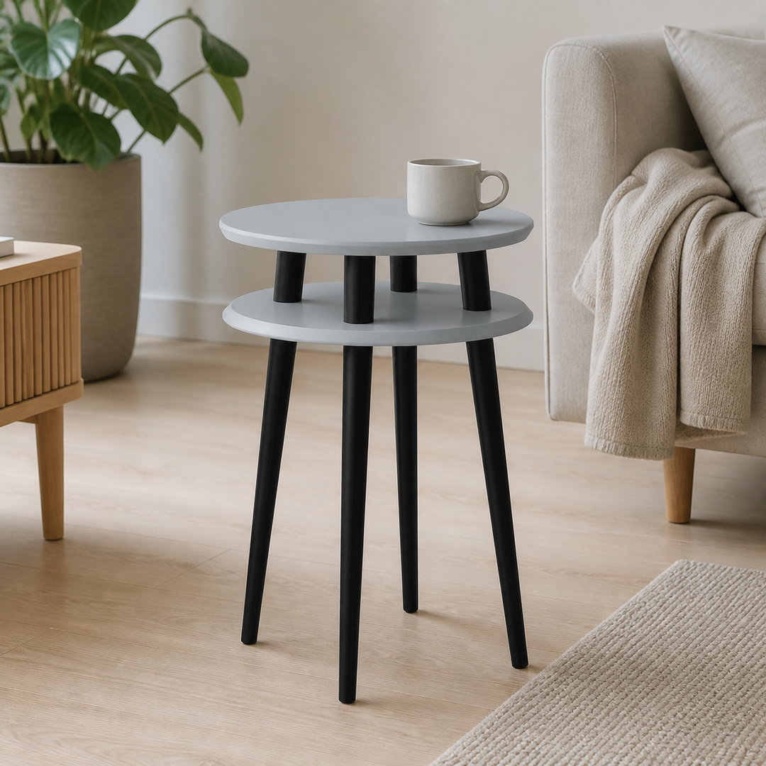 UFO Sidebord diameter 45cm x højde 61cm - Mørkegrå/sorte ben – hele produktet lukket i hjemmet
