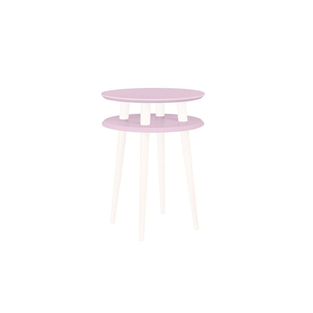 UFO Sidebord diameter 45cm x højde 61cm - Pink/hvide ben – eksakt packshot paa hvid baggrund