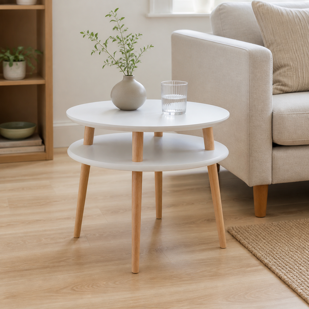 UFO Sidebord diameter 57cm x H 45cm - Lysegrå – supplerende neutral dagslysscene
