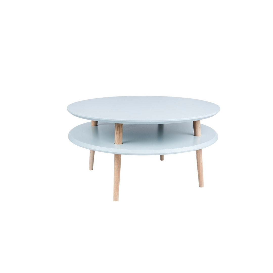 UFO Sofabord Diam 70cm x Højde 35cm - Lysegrå / Hvide Ben – eksakt packshot paa hvid baggrund