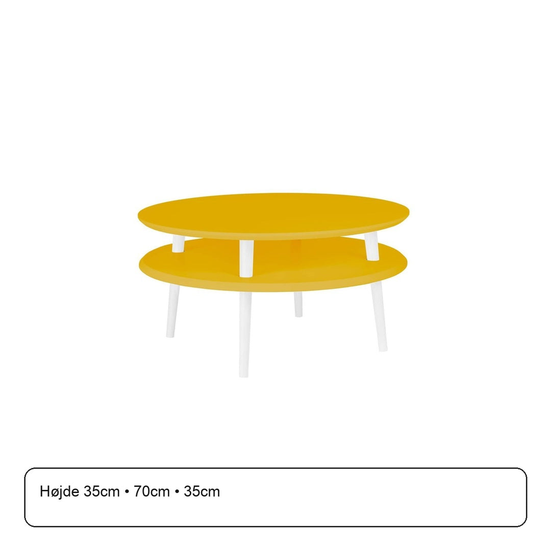 UFO Sofabord Diam 70cm x Højde 35cm Gul Hvid Ben – maaldigram