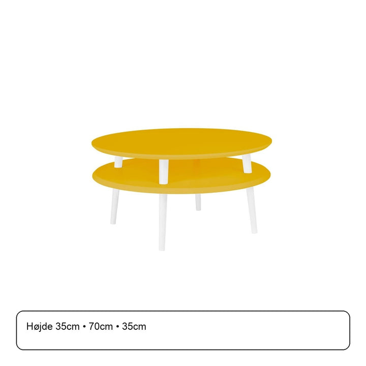 UFO Sofabord Diam 70cm x Højde 35cm Gul Hvid Ben – maaldigram