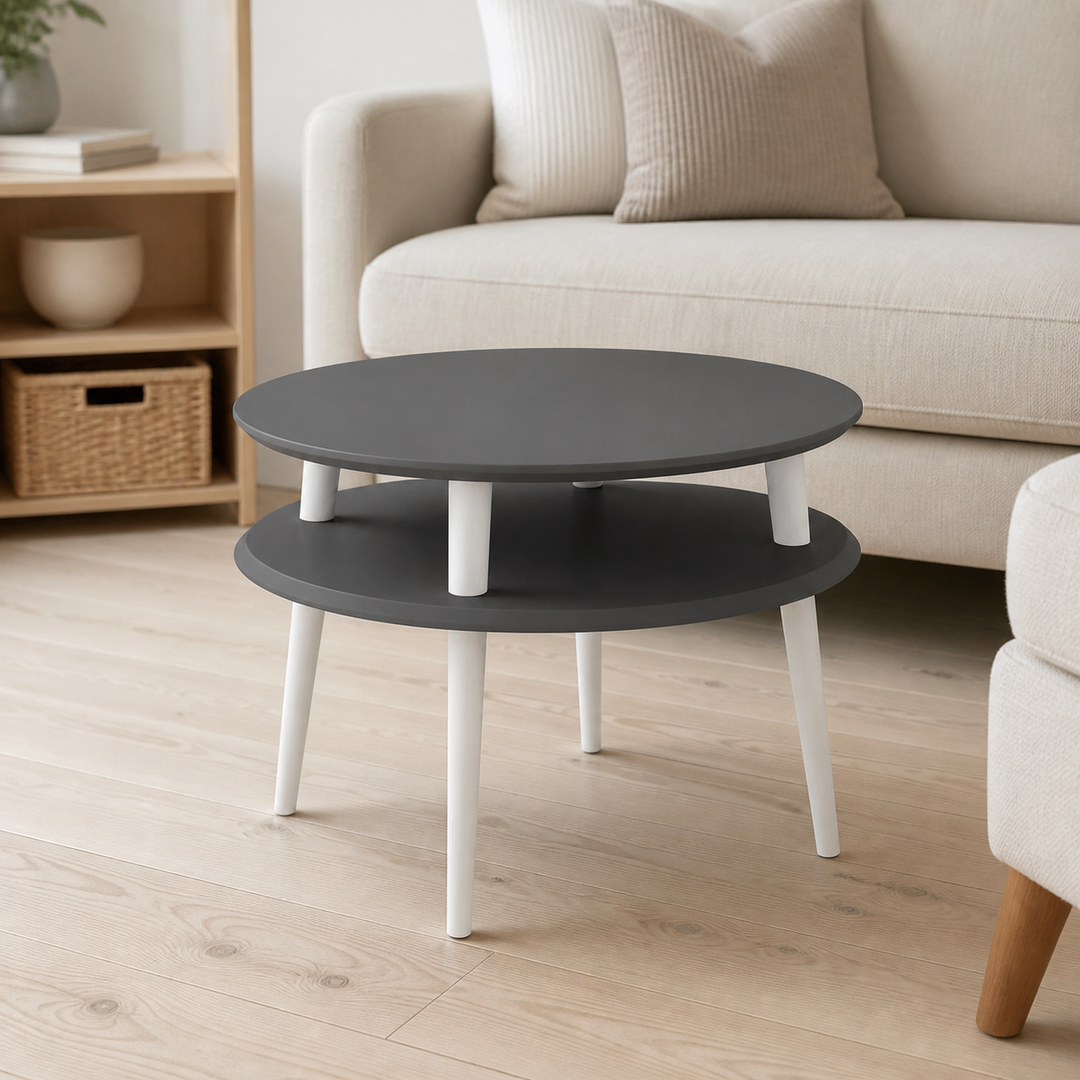 UFO Sofabord diameter 57cm x H 45cm - Grafit/Hvide ben – materiale- eller konstruktionsdetalje