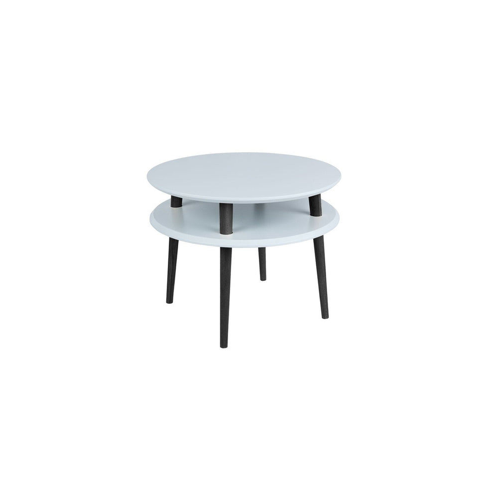 UFO Sofabord diameter 57cm x H 45cm - Lysegrå/Sorte ben – eksakt packshot paa hvid baggrund