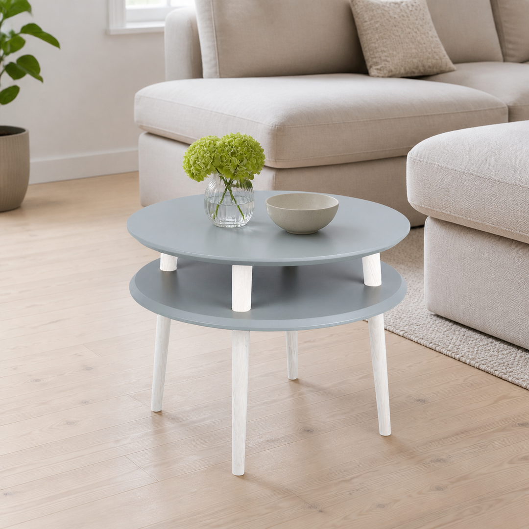 UFO Sofabord diameter 57cm x H 45cm - Mørkegrå/Hvide ben – hero i naturlig brug