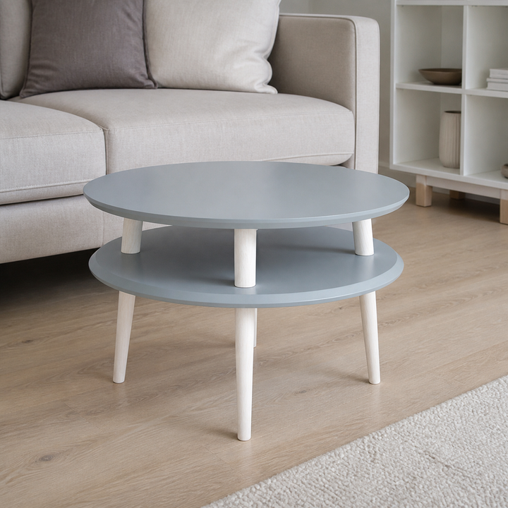 UFO Sofabord diameter 57cm x H 45cm - Mørkegrå/Hvide ben – materiale- eller konstruktionsdetalje