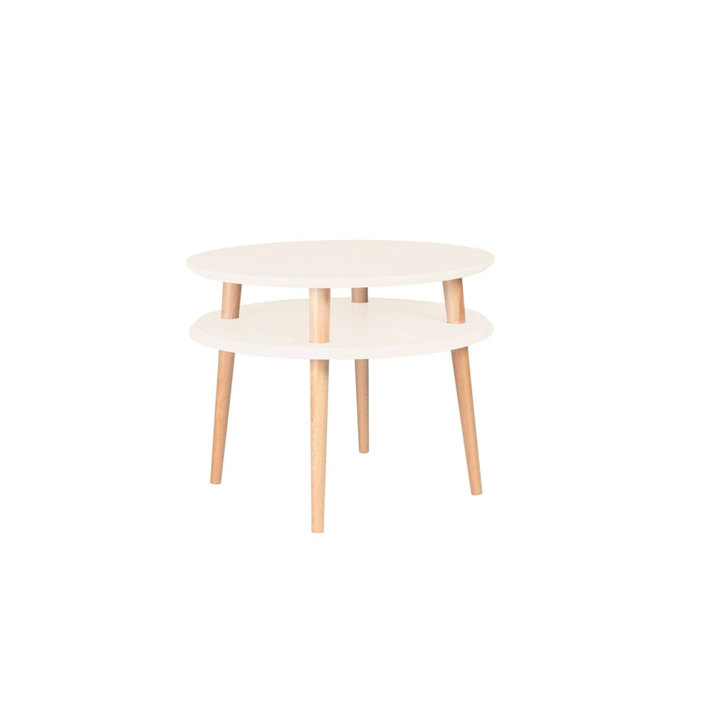 UFO Sofabord diameter 57cm x H 45cm Kridthvid – eksakt packshot paa hvid baggrund