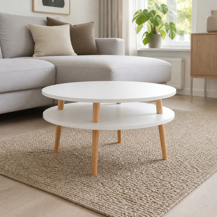 UFO Sofabord diameter 70cm x højde 35cm - Lysegrå – hele produktet lukket i hjemmet
