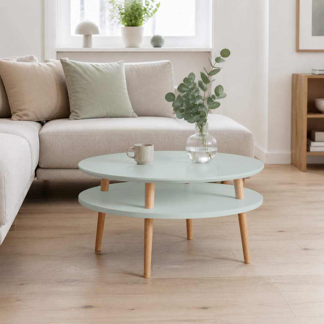 UFO Sofabord diameter 70cm x højde 35cm Fleeting Mint – supplerende neutral dagslysscene