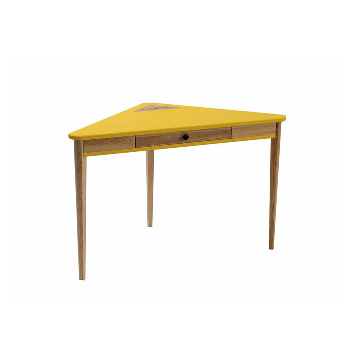 ASHME Hjørneskrivebord 114x85x85cm - Gul – eksakt packshot paa hvid baggrund