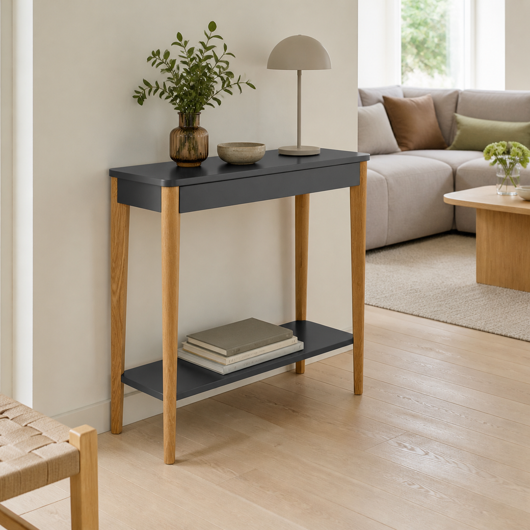 ASHME Konsolbord 85x35cm - Asketræ Graphite – anden naturlig anvendelse eller vinkel