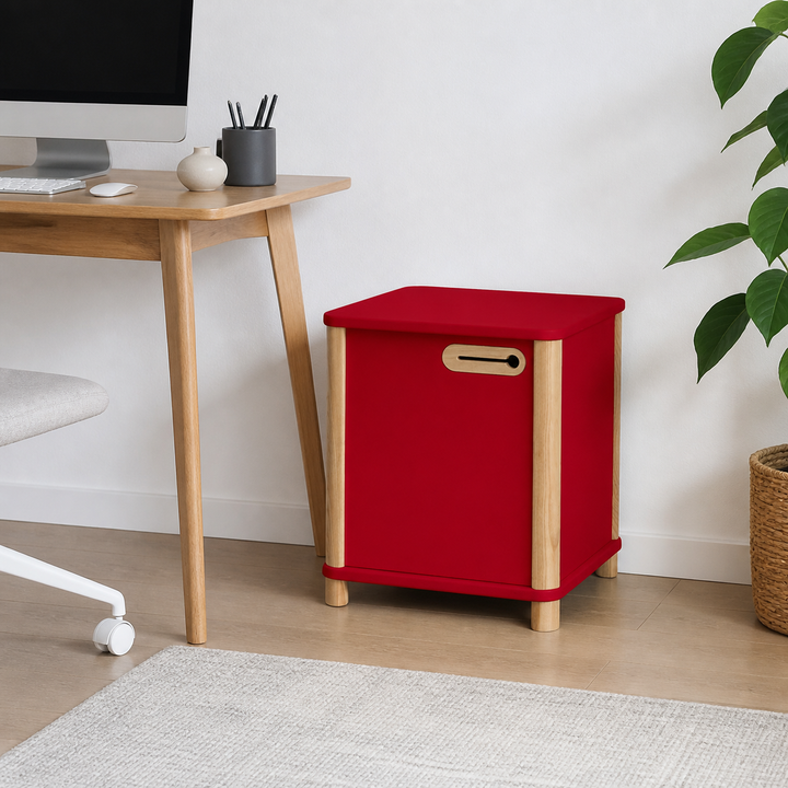 ASHME Skrivebordsskab B 42 x D 42 x H 48cm - Rød – hele produktet lukket i hjemmet