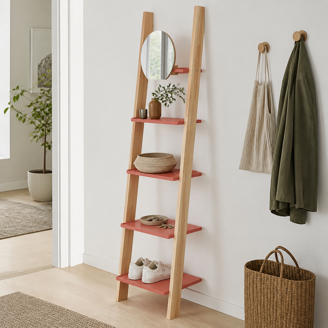 ASHME Stigehylde med spejl 45x35x180cm - Antik pink – anden naturlig anvendelse eller vinkel