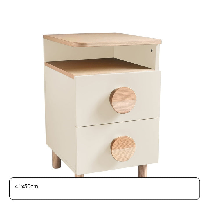 DABI sengebord 41x50cm højrestillet Chalk White – maaldigram