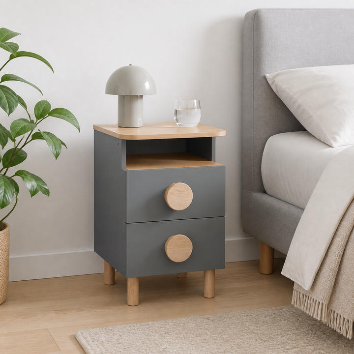 DABI sengebord 41x50cm venstre Concrete Grey – hero i naturlig brug