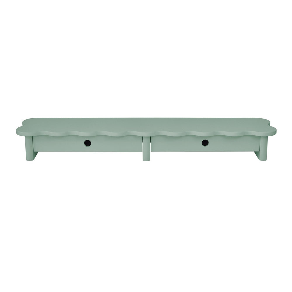 FLOWER 109cm monitorskærmstativ med skuffer Sage Green – eksakt packshot paa hvid baggrund