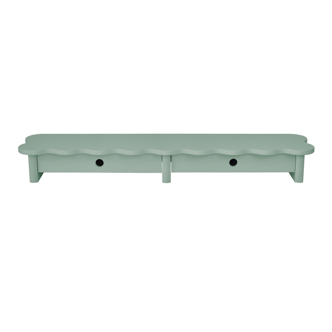 FLOWER 109cm monitorskærmstativ med skuffer Sage Green – eksakt packshot paa hvid baggrund