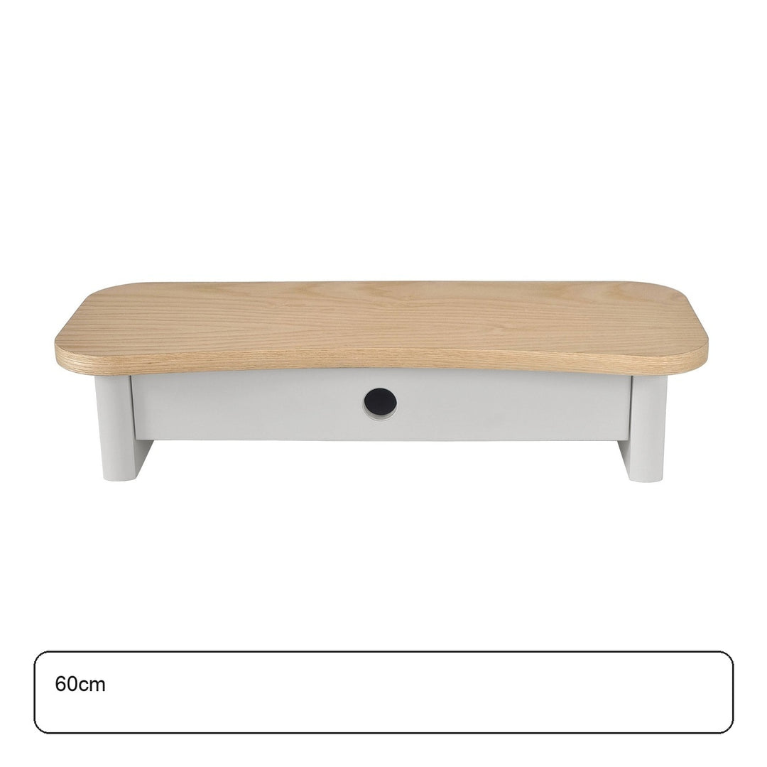 JUBI 60cm monitorskærmstativ med skuffe Ash Pearl Grey – maaldigram