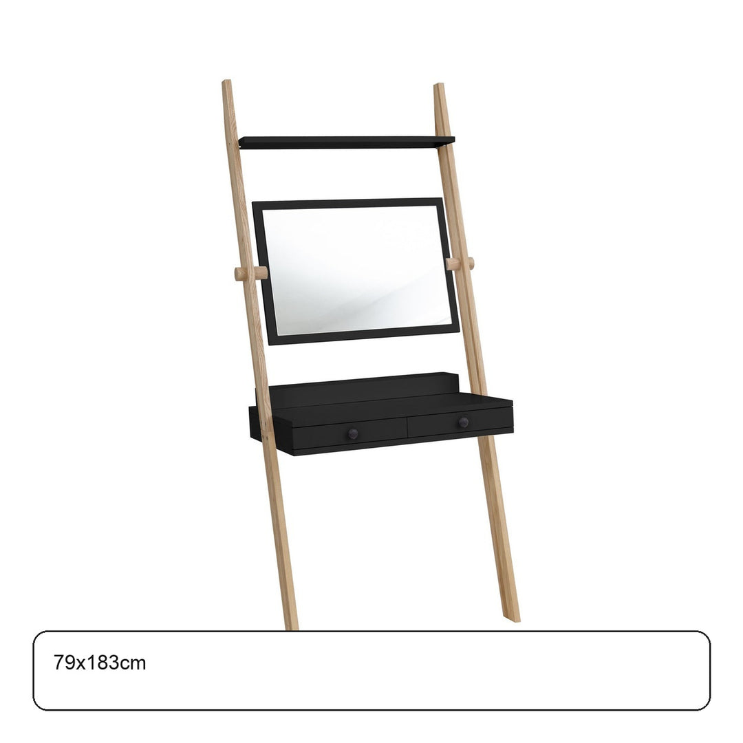 LENO sminkebord 79x183cm Asketræ Sort – maaldigram